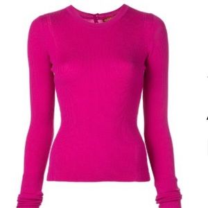 Altuzarra Plait Detail Knitted Top Wool Sweater Button Back Pink Medium